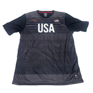 Umbro USA Soccer Jersey Men XL Performance Black Futbol Striped Logo Stretch